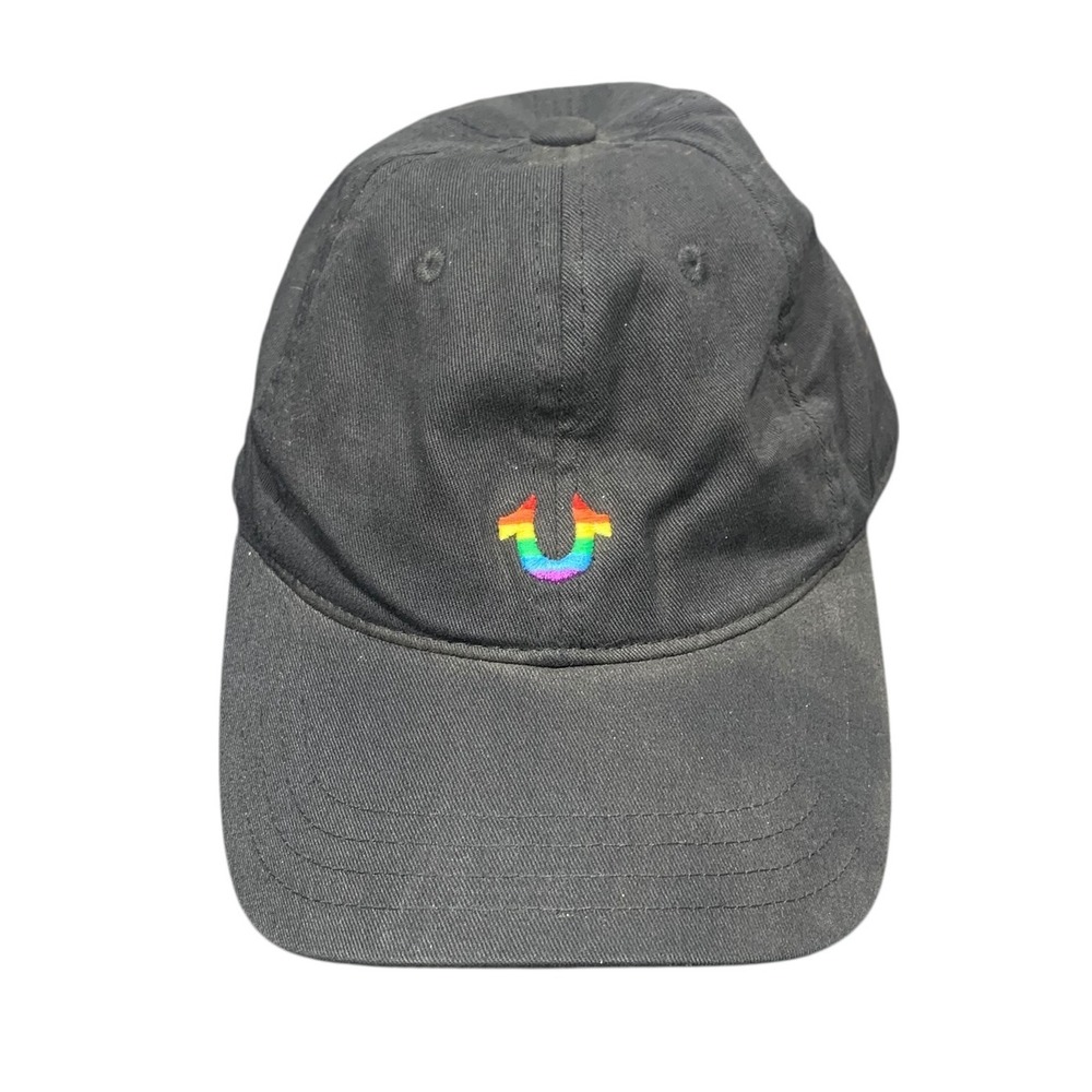 True Religion Rainbow Horseshoe Logo Black Baseball Cap One Size